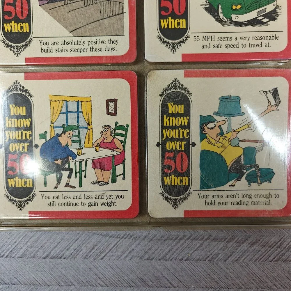 You're Over 50 When... Birthday Coasters Set Of 8 Vintage Humor Birthday Gift